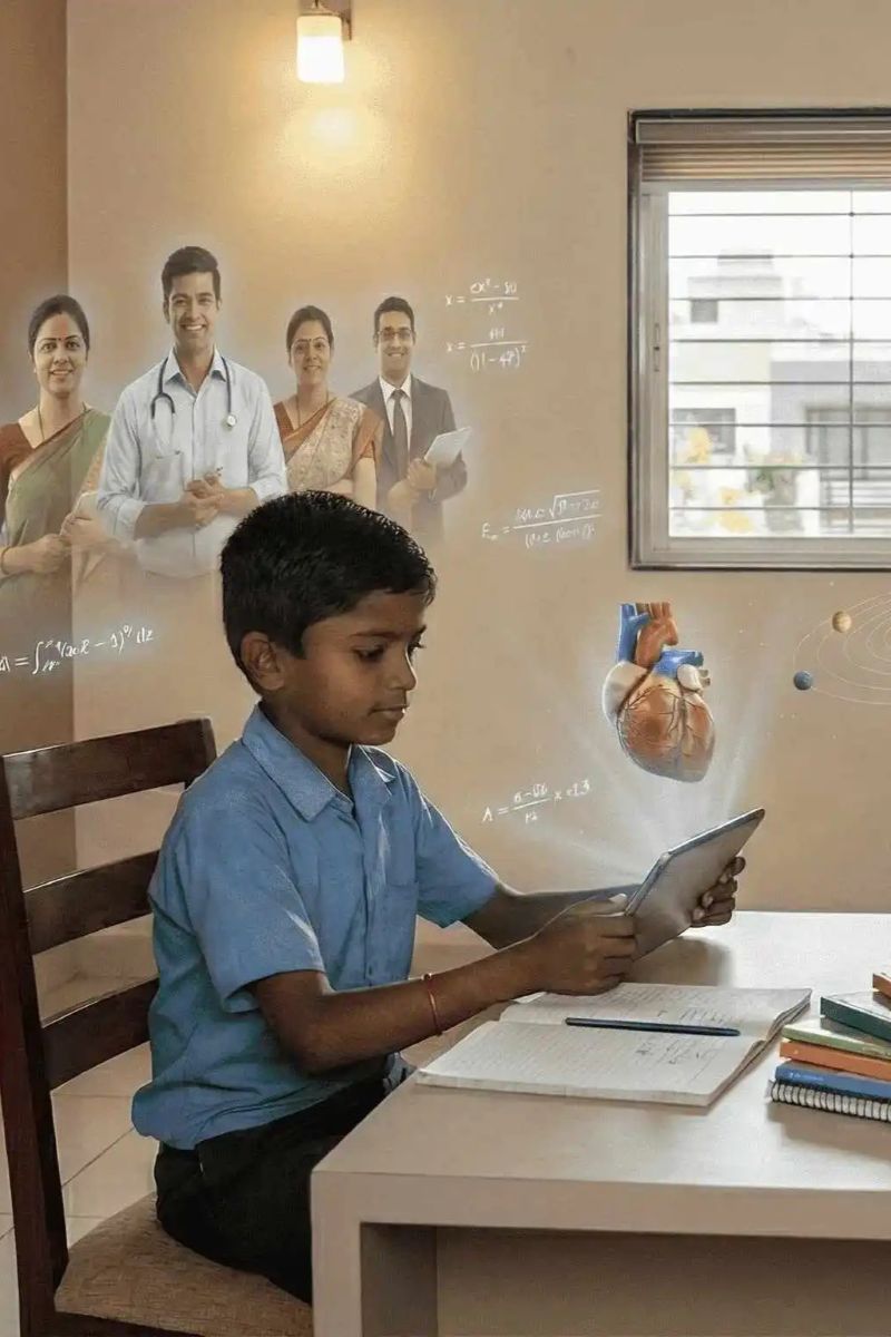 Student conducting chemistry experiment in virtual reality lab using AR headset with 3D molecular models