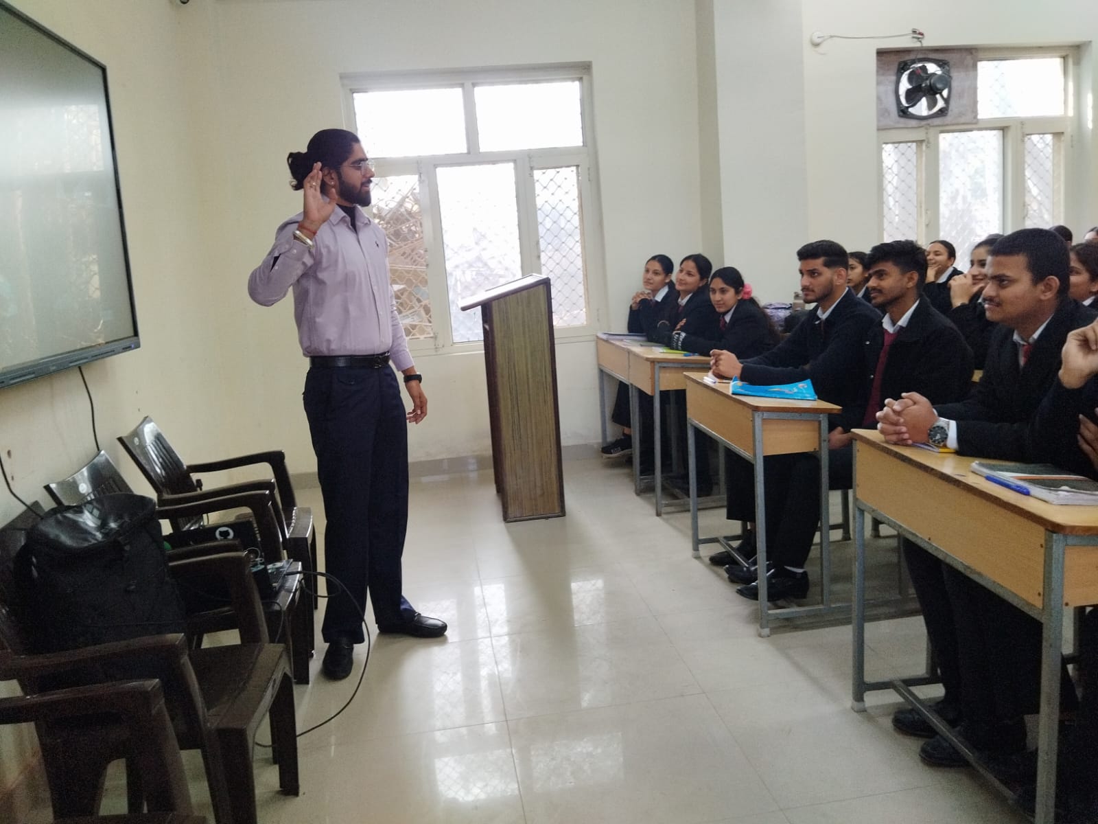 Students participating in the interactive session